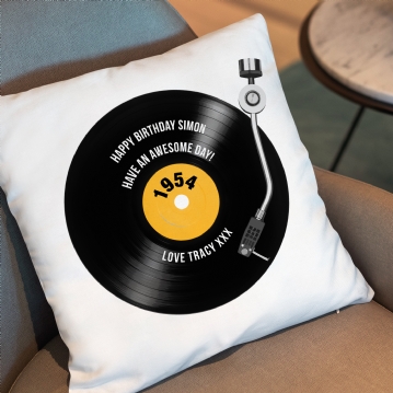 Personalised 70th Birthday Retro Record Cushion
