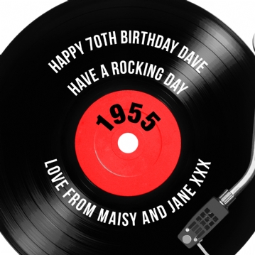 Personalised 70th Birthday Retro Record Cushion