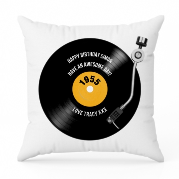 Personalised 70th Birthday Retro Record Cushion