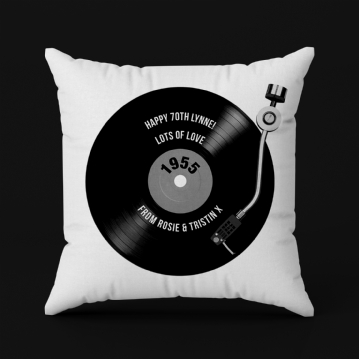 Personalised 70th Birthday Retro Record Cushion