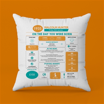 Personalised The Day You Were Born - 90th Birthday Cushion