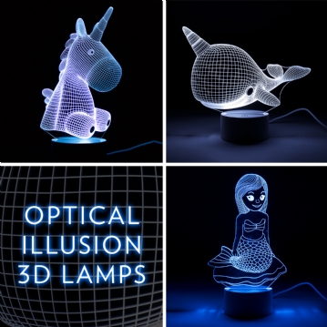 Optical Illusion Colour Changing 3D Lamps with Touch Control