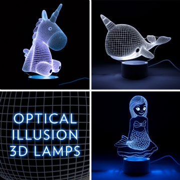 Optical Illusion Colour Changing 3D Lamps with Touch Control