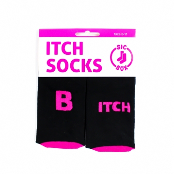Black B-Itch Socks with Pink Trim