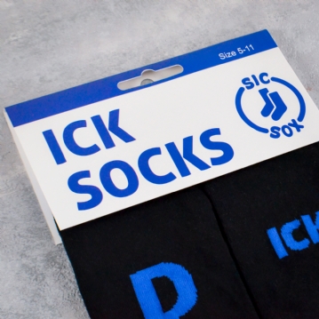Black D-ICK Socks with Blue Trim