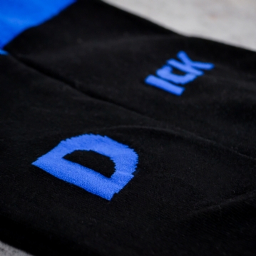 Black D-ICK Socks with Blue Trim