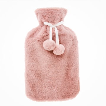 Pink Faux Fur Hot Water Bottle 2l
