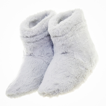 Microwaveable Grey Faux Fur Slipper Boots