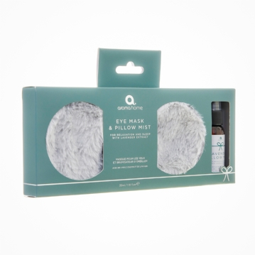 Grey Faux Fur Eye Mask & Pillow Spray Set