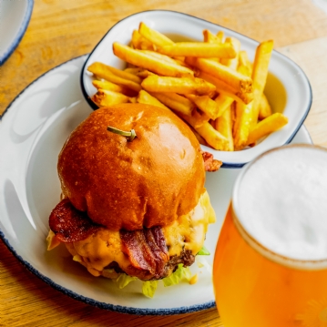 Gourmet Burger Meal and a Craft Beer for Two