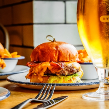 Gourmet Burger Meal and a Craft Beer for Two