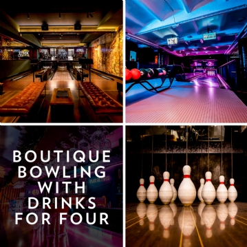 Boutique Bowling for Four at Play At Pins (1 games + Drink)
