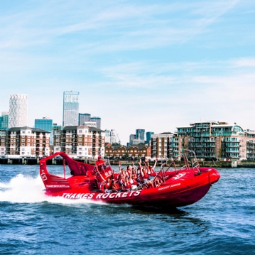 The Chimney Lift at Battersea Power Station and Thames Rockets Speedboat