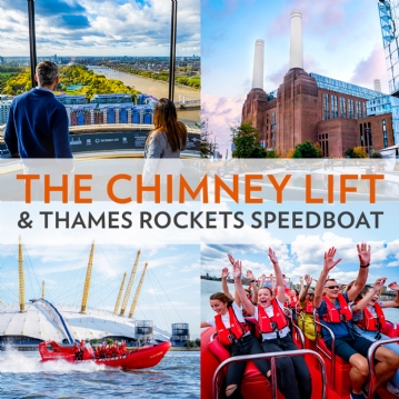 The Chimney Lift at Battersea Power Station and Thames Rockets Speedboat