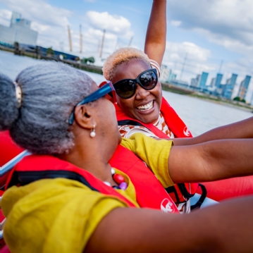 The Chimney Lift at Battersea Power Station and Thames Rockets Speedboat