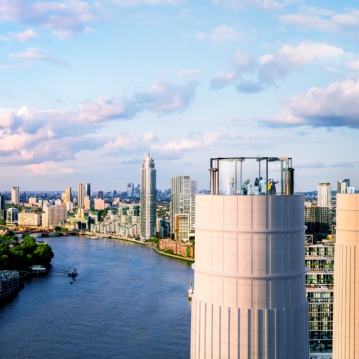 The Chimney Lift at Battersea Power Station and Thames Rockets Speedboat
