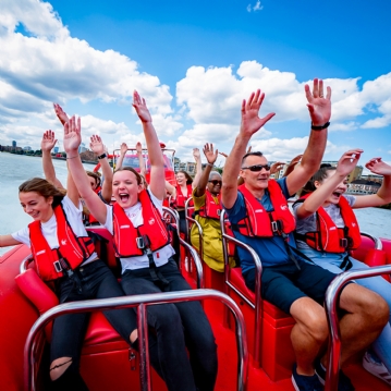 The Chimney Lift at Battersea Power Station and Thames Rockets Speedboat