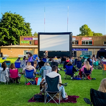 Family Outdoor or Drive In Cinema with Pizza