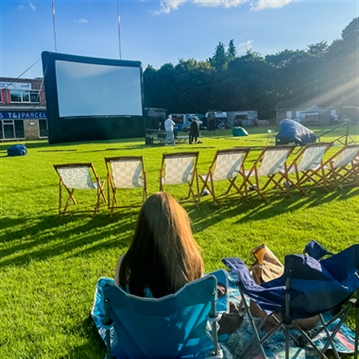 Family Outdoor or Drive In Cinema with Pizza