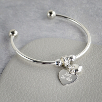 Personalised Heart and Charm Bangle