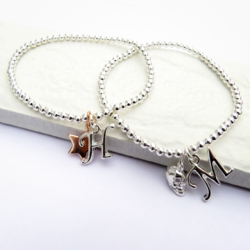 Personalised Initial and Charm Beaded Bracelet