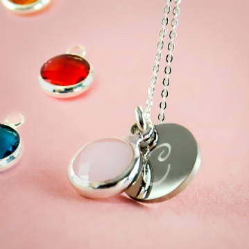 Personalised Script Necklaces with Birthstone