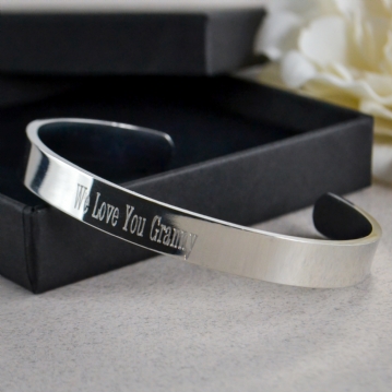 Personalised Unisex Solid Stainless Steel Silver Bangle