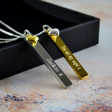 Personalised Thin Bar Necklace Heart Charm Find Me A Gift