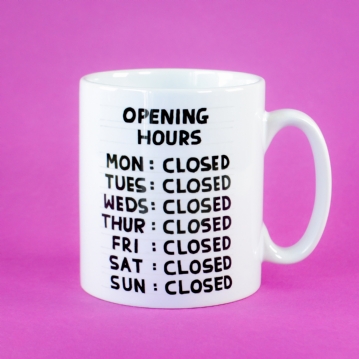 David Shrigley Opening Hours Mug