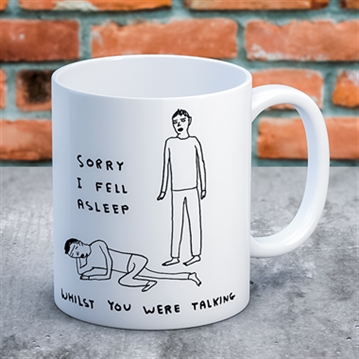 David Shrigley "Sorry I Fell Asleep" Mug