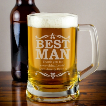 Personalised Best Man Glass Stern Tankard