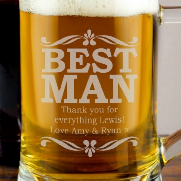 Personalised Best Man Glass Stern Tankard