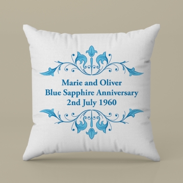 Personalised Blue Sapphire Anniversary Cushion