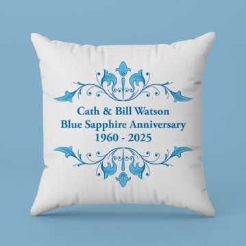 Personalised Blue Sapphire Anniversary Cushion