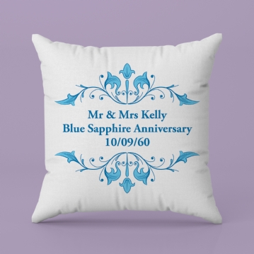 Personalised Blue Sapphire Anniversary Cushion