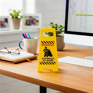 "Superdad at Work" Desk Warning Sign