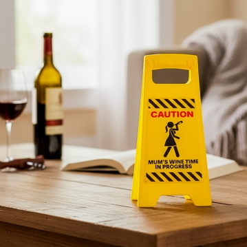 Mum's Wine Time in Progress Desk Warning Sign
