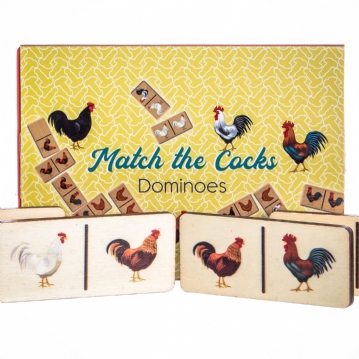 Match the Cocks Wooden Dominoes Set