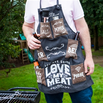 Man's Love My Meat Canvas Apron