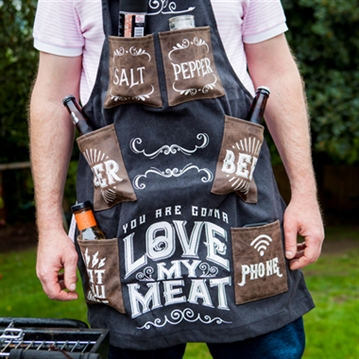 Man's Love My Meat Canvas Apron