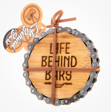 Pair of Bike Chain Coasters - Bars And Getaway