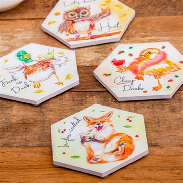 Ceramic Coaster Set - Drunken Party Animals