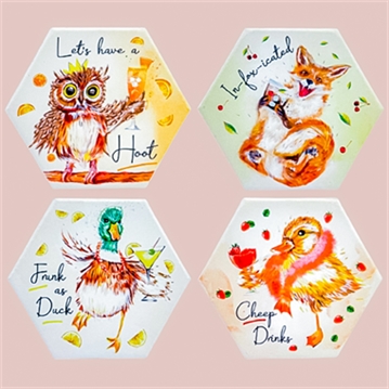Ceramic Coaster Set - Drunken Party Animals