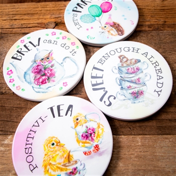 Ceramic Coaster Set - Time for Tea