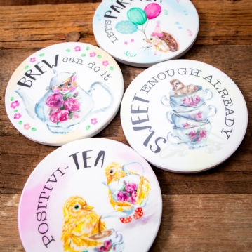 Ceramic Coaster Set - Time for Tea