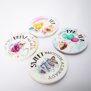 Ceramic Coaster Set - Time for Tea