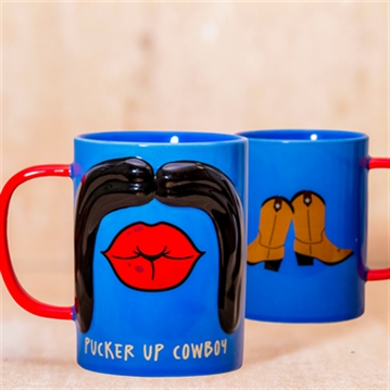 "Pucker Up Cowboy" Moustache Mug