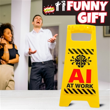 AI At Work Desk Warning Sign