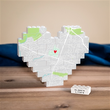 Personalised Location Heart-Shaped LEGO Brick Map Keepsakes
