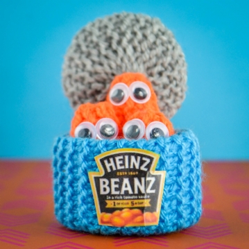 Hand Knitted Baked Beans Can with Individual Beans